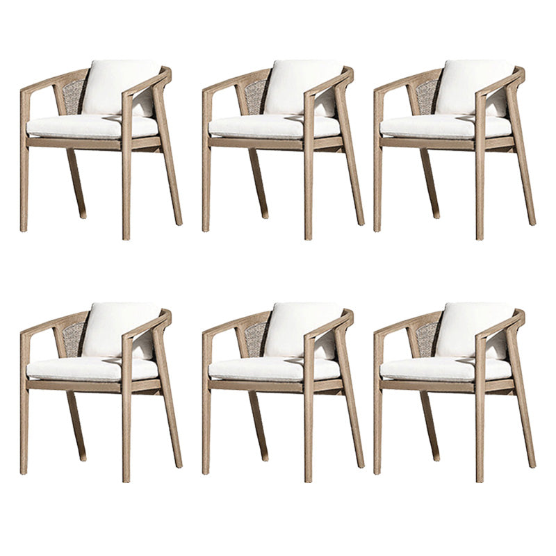 Solid Wood Patio Dining Chair Modern Upholstered Chairs in Light Brown