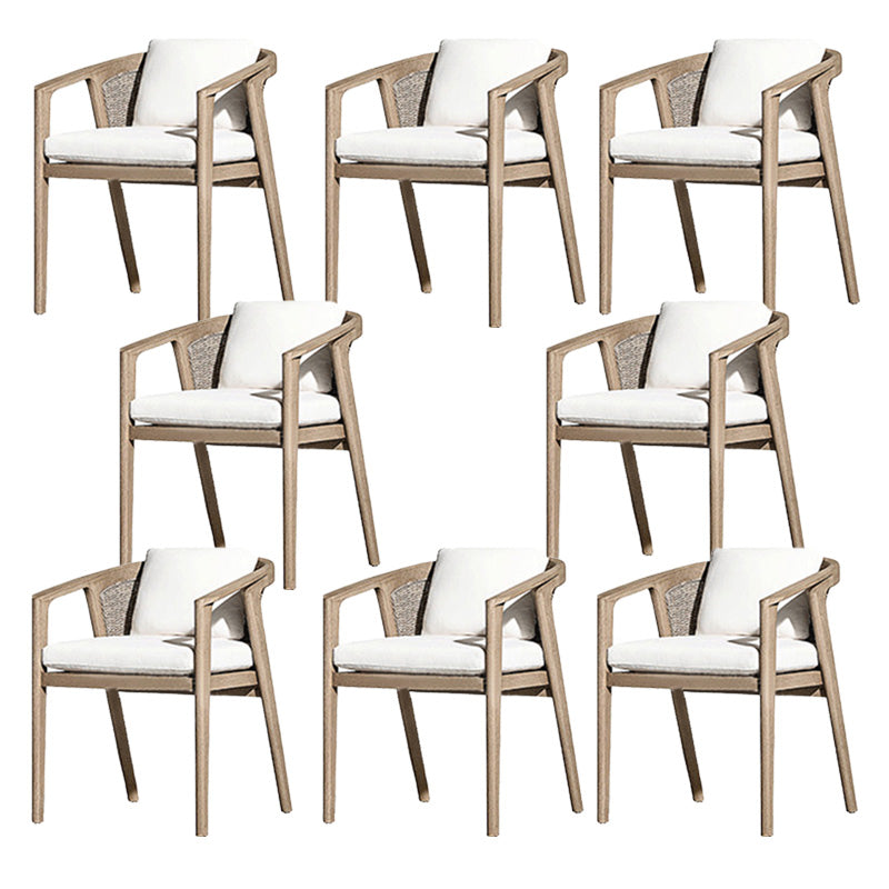Solid Wood Patio Dining Chair Modern Upholstered Chairs in Light Brown