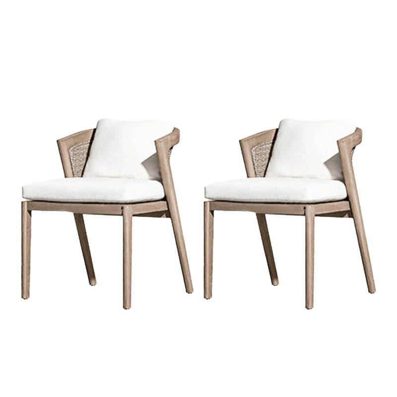 Solid Wood Patio Dining Chair Modern Upholstered Chairs in Light Brown