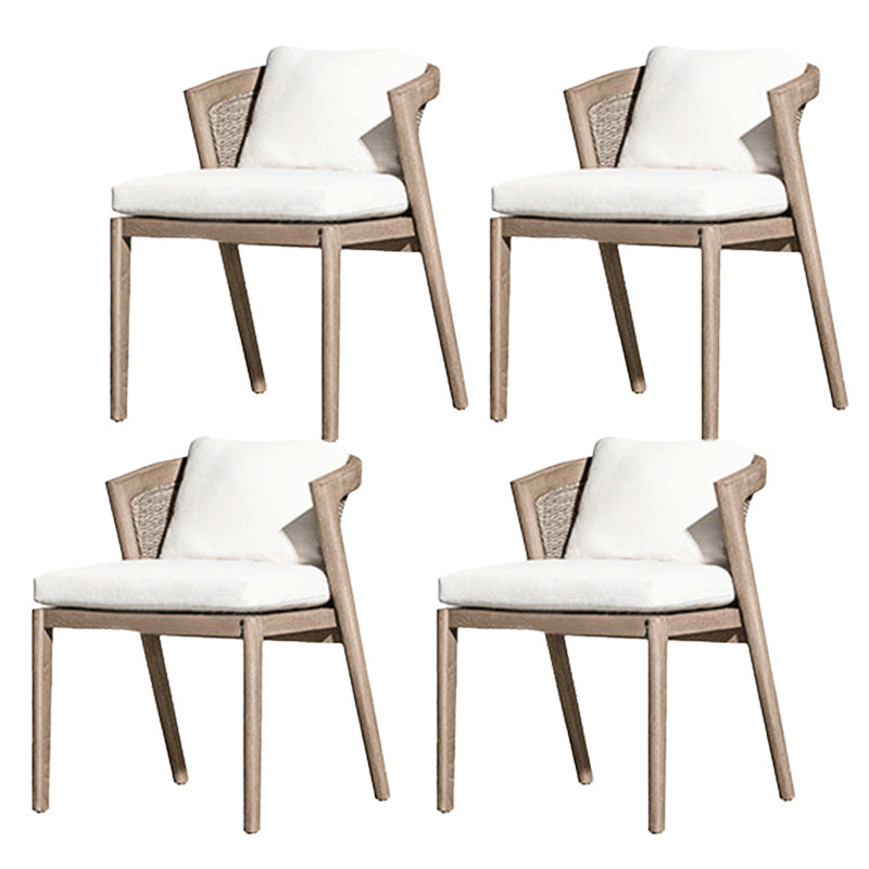 Solid Wood Patio Dining Chair Modern Upholstered Chairs in Light Brown