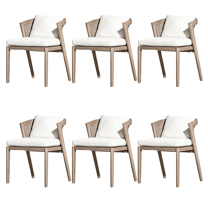 Solid Wood Patio Dining Chair Modern Upholstered Chairs in Light Brown