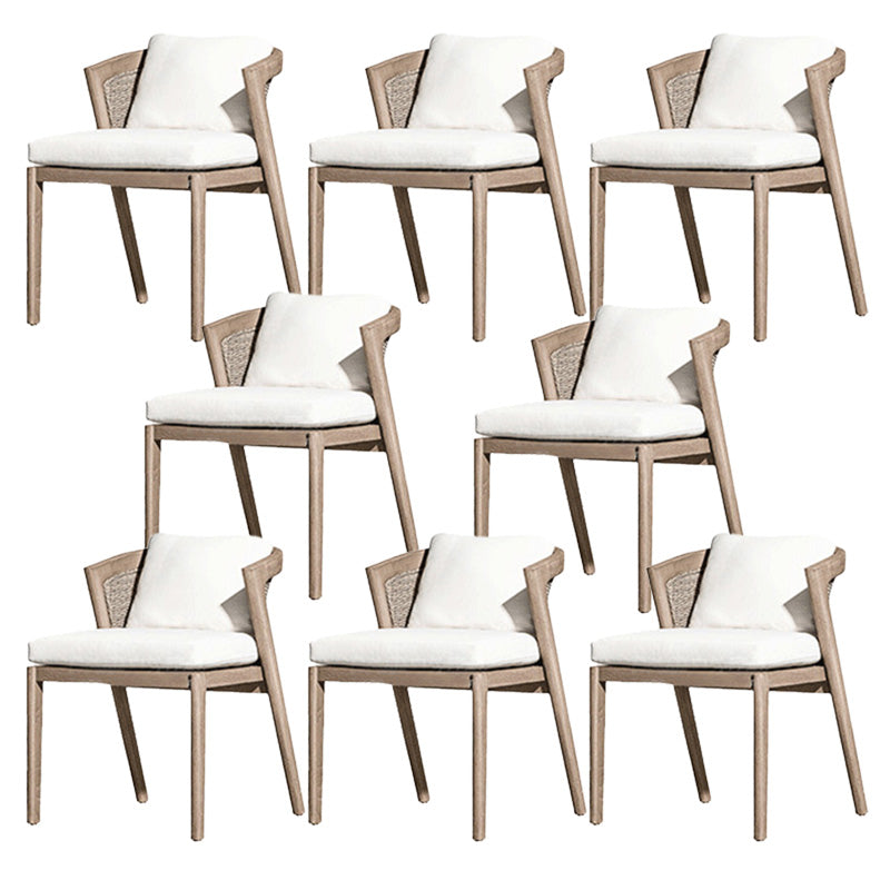 Solid Wood Patio Dining Chair Modern Upholstered Chairs in Light Brown