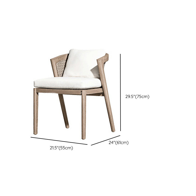 Solid Wood Patio Dining Chair Modern Upholstered Chairs in Light Brown