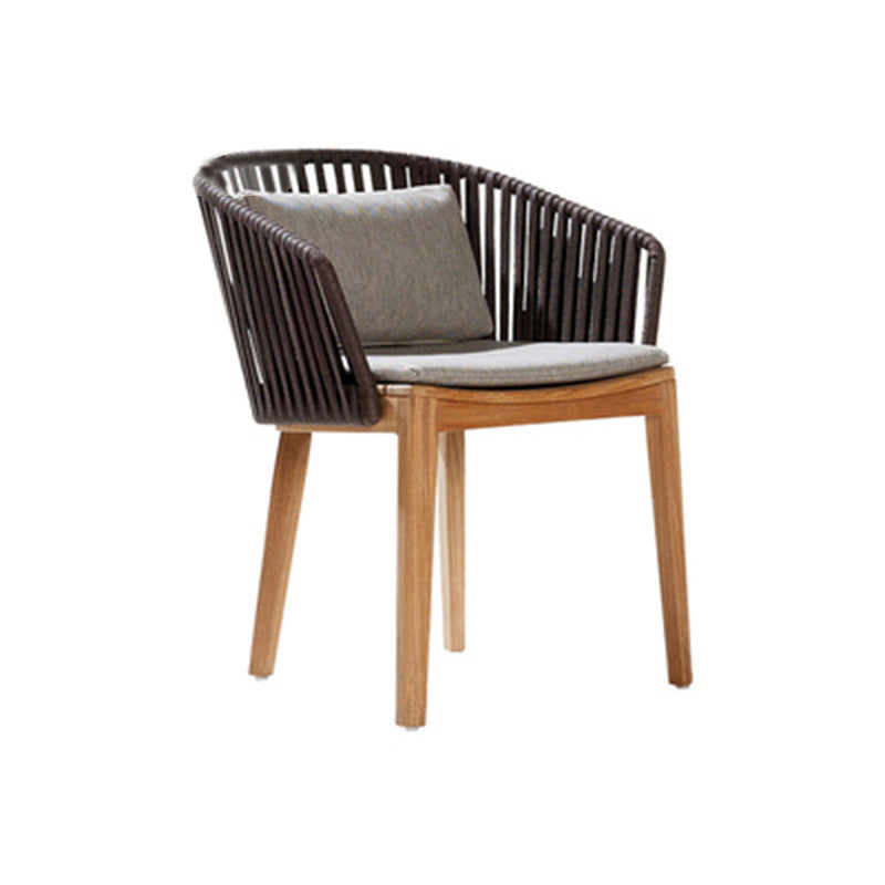 Tropical Brown Teak Upholstered Removable Cushion Outdoor Bistro Chairs