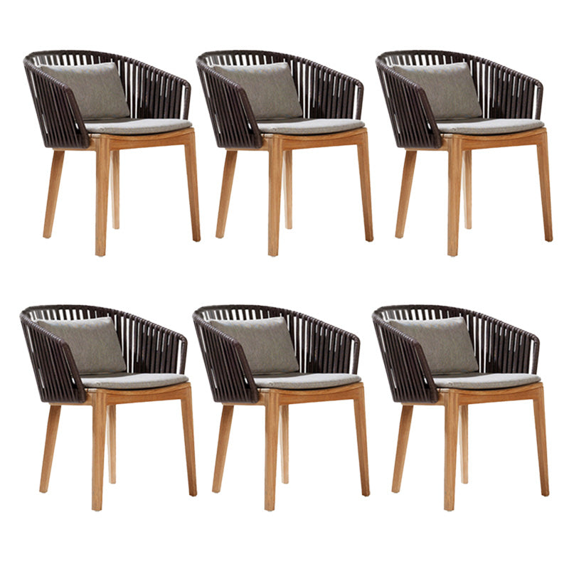 Tropical Brown Teak Upholstered Removable Cushion Outdoor Bistro Chairs