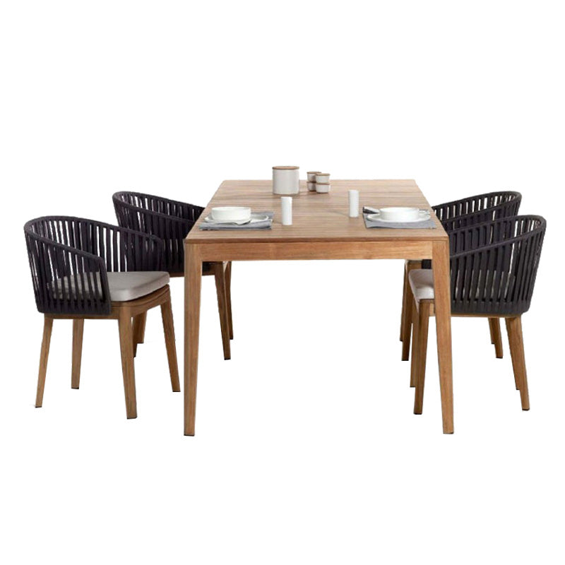 Tropical Brown Teak Upholstered Removable Cushion Outdoor Bistro Chairs