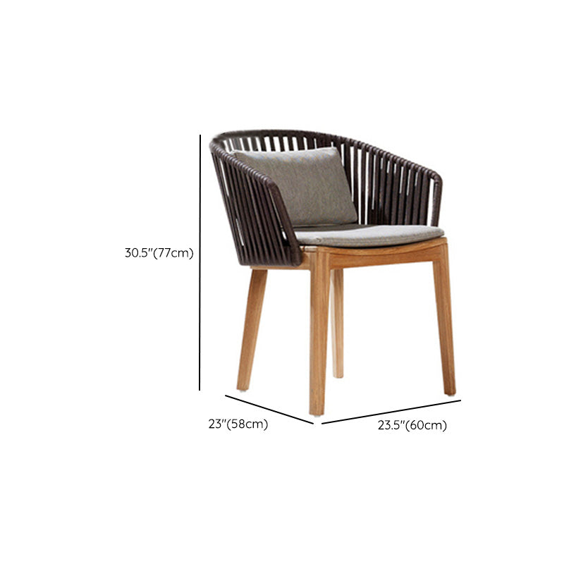 Tropical Brown Teak Upholstered Removable Cushion Outdoor Bistro Chairs