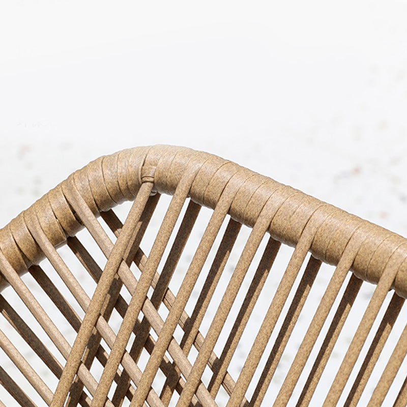 Tropical Outdoor Bistro Stacking Chairs with Arms in Faux Rattan