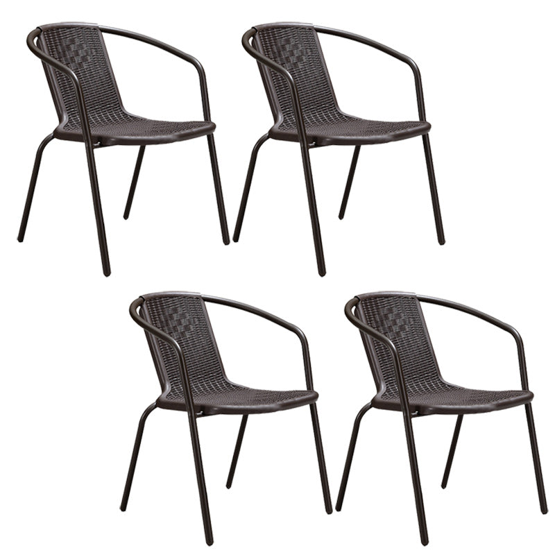 Tropical Rattan Patio Dining Armchair with Arm Outdoors Dining Chairs