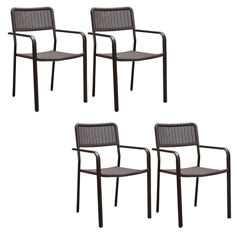 Tropical Rattan Patio Dining Armchair with Arm Outdoors Dining Chairs