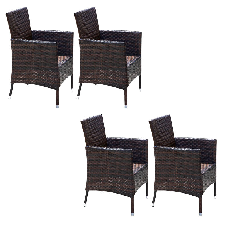 Tropical Rattan Patio Dining Armchair with Arm Outdoors Dining Chairs
