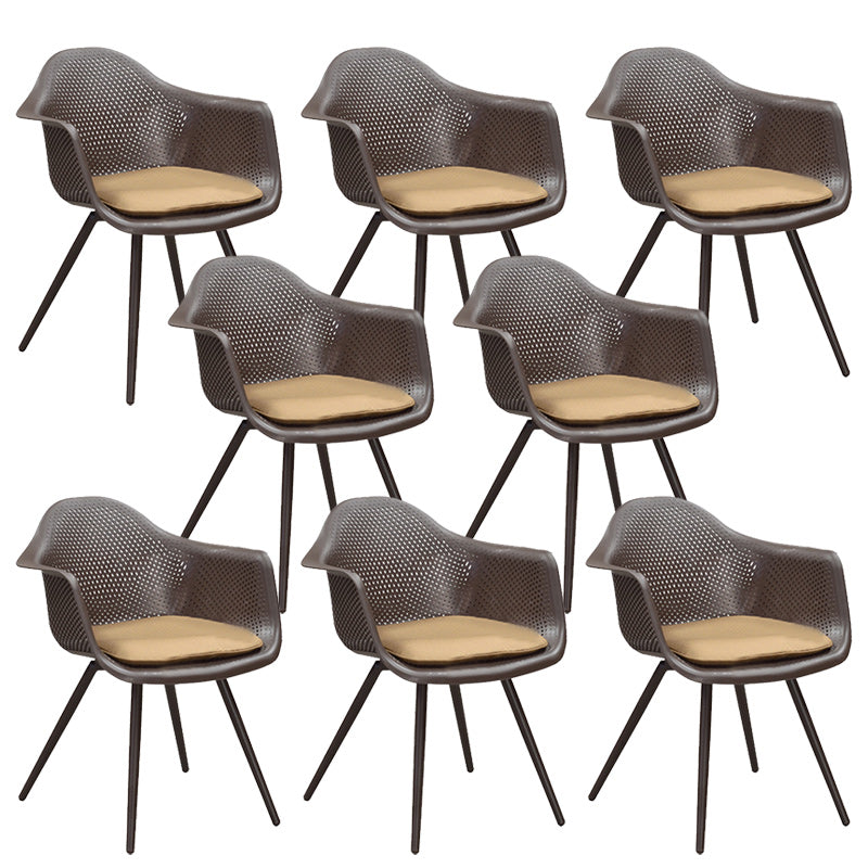 Tropical Rattan Patio Dining Armchair with Arm Outdoors Dining Chairs