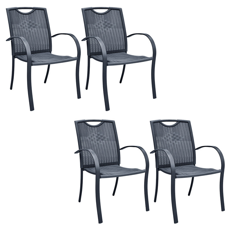 Tropical Rattan Patio Dining Armchair with Arm Outdoors Dining Chairs