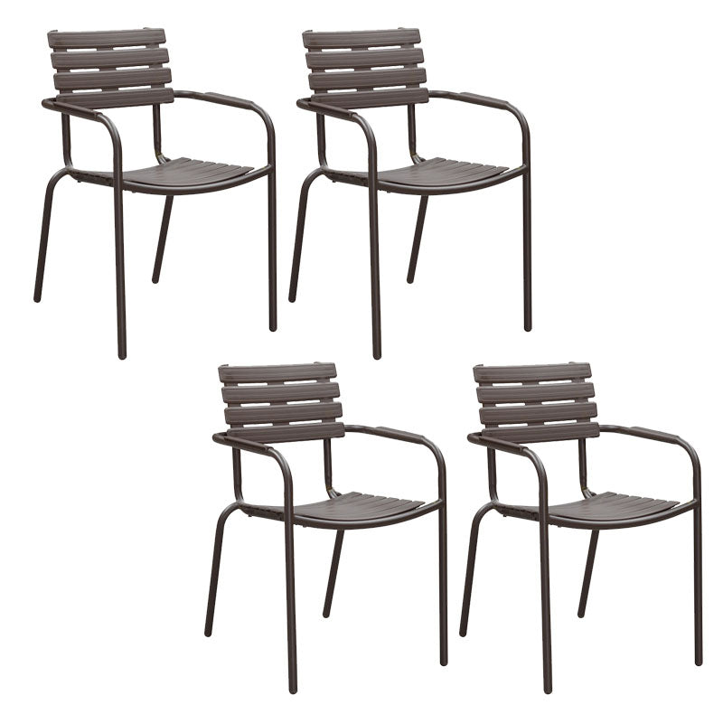 Tropical Rattan Patio Dining Armchair with Arm Outdoors Dining Chairs