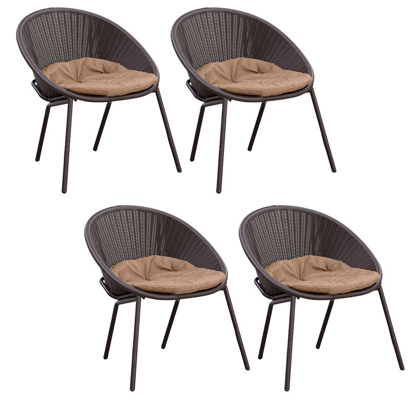 Tropical Rattan Patio Dining Armchair with Arm Outdoors Dining Chairs