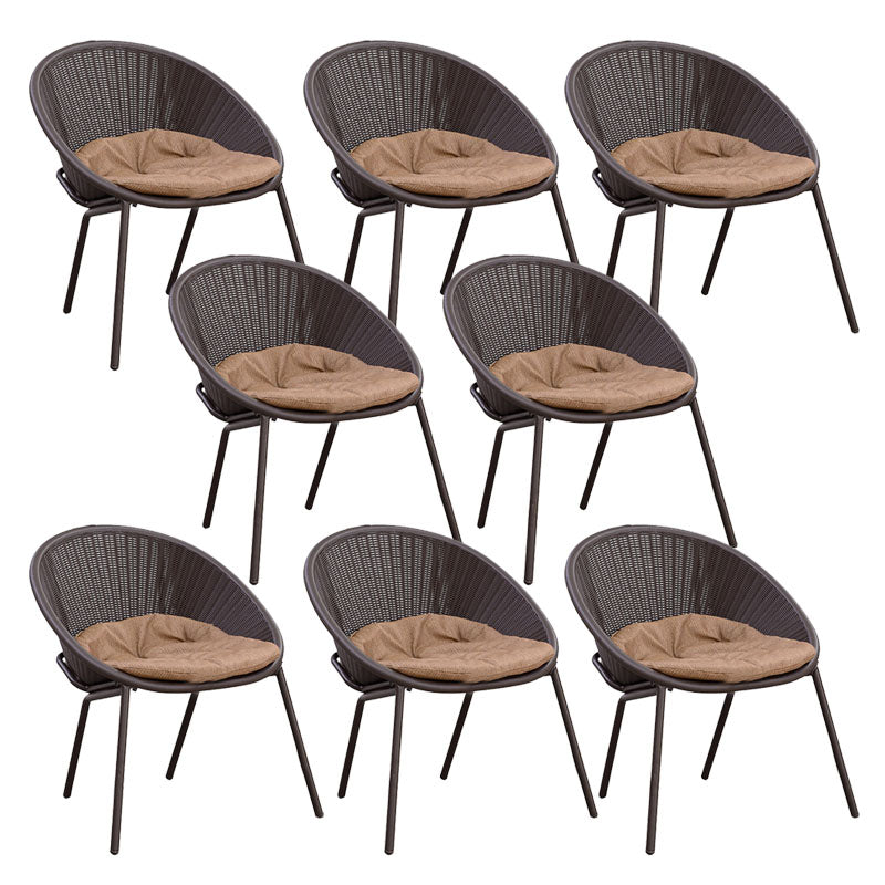 Tropical Rattan Patio Dining Armchair with Arm Outdoors Dining Chairs