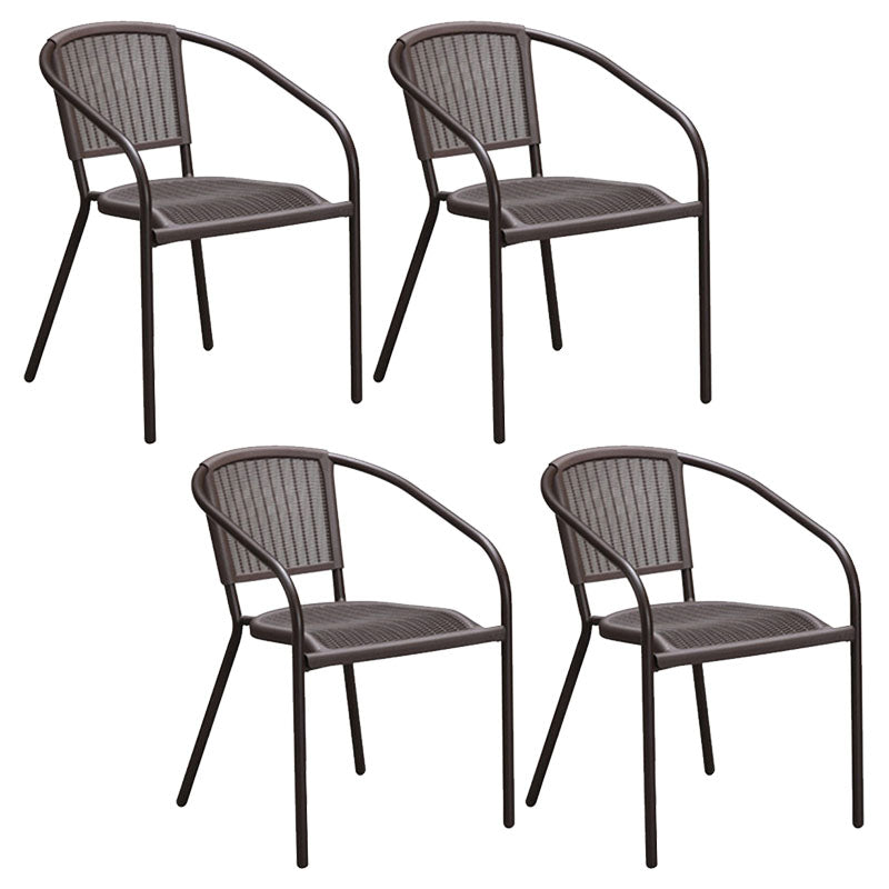 Tropical Rattan Patio Dining Armchair with Arm Outdoors Dining Chairs