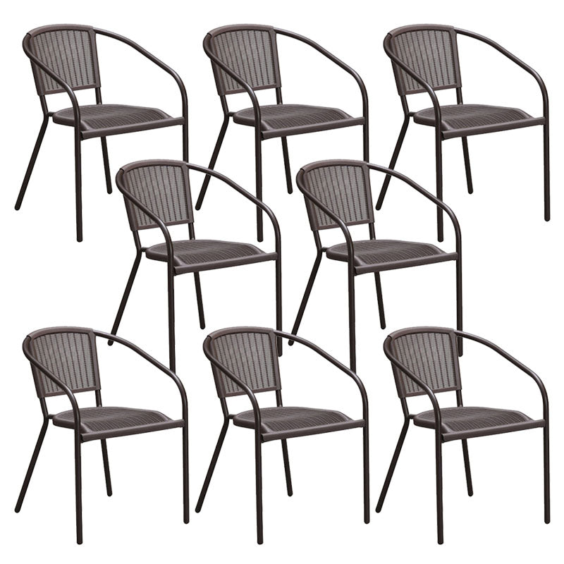 Tropical Rattan Patio Dining Armchair with Arm Outdoors Dining Chairs