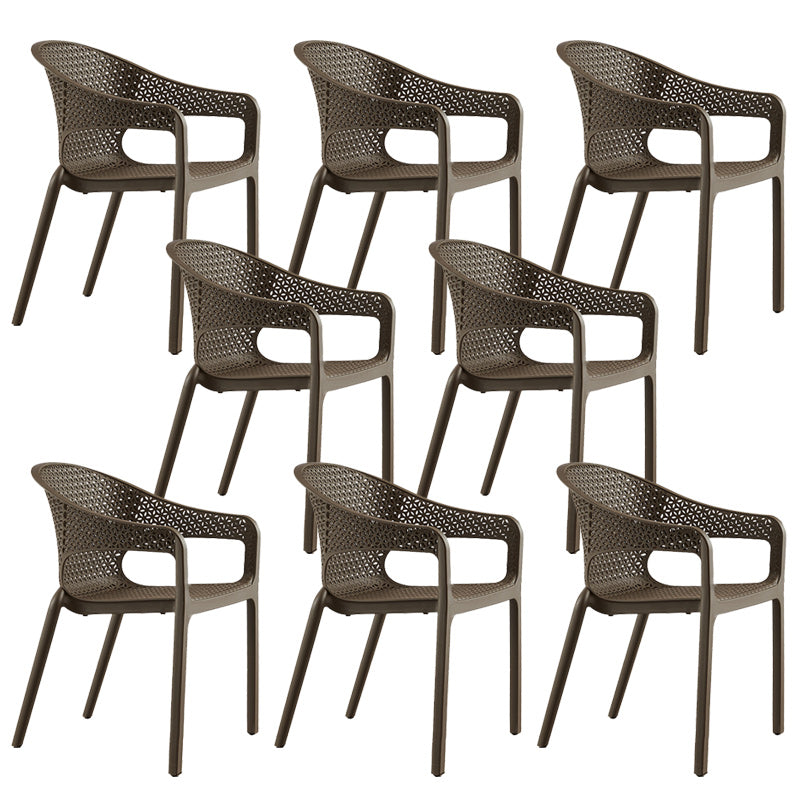 Tropical Rattan Patio Dining Armchair with Arm Outdoors Dining Chairs