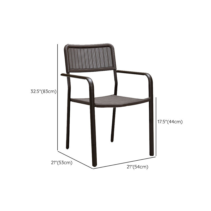 Tropical Rattan Patio Dining Armchair with Arm Outdoors Dining Chairs
