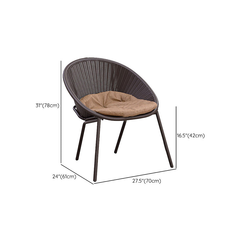 Tropical Rattan Patio Dining Armchair with Arm Outdoors Dining Chairs