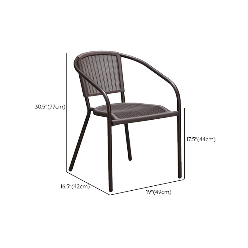 Tropical Rattan Patio Dining Armchair with Arm Outdoors Dining Chairs