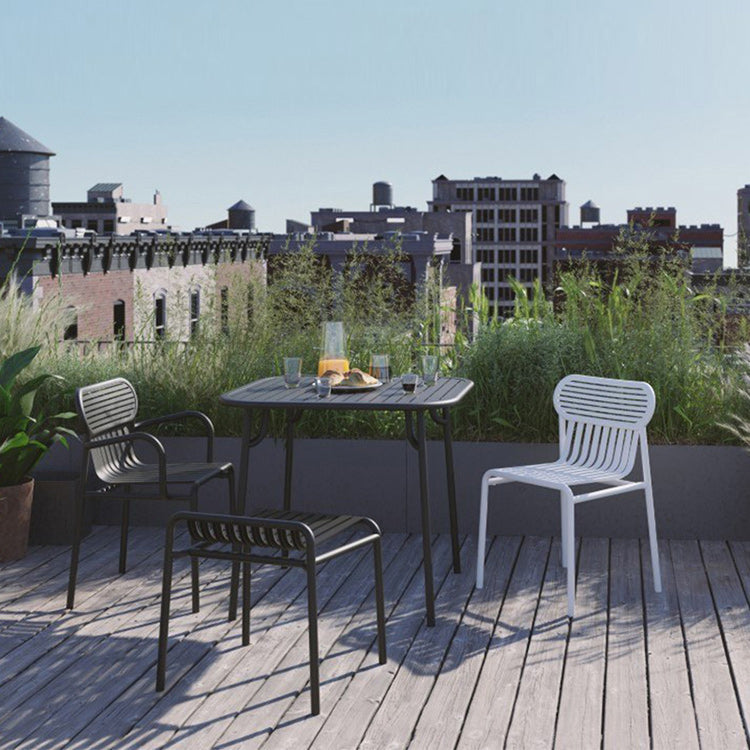 Industrial Metal Outdoor Bistro Chairs Open Back Dining Chairs in Black