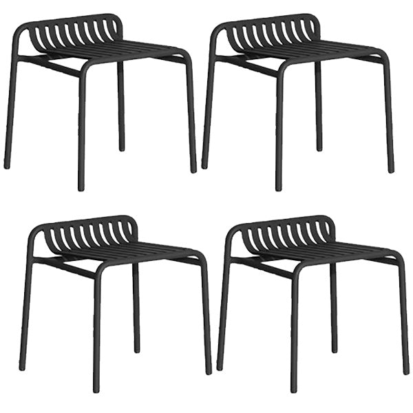 Industrial Metal Outdoor Bistro Chairs Open Back Dining Chairs in Black