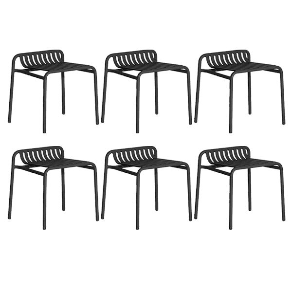 Industrial Metal Outdoor Bistro Chairs Open Back Dining Chairs in Black