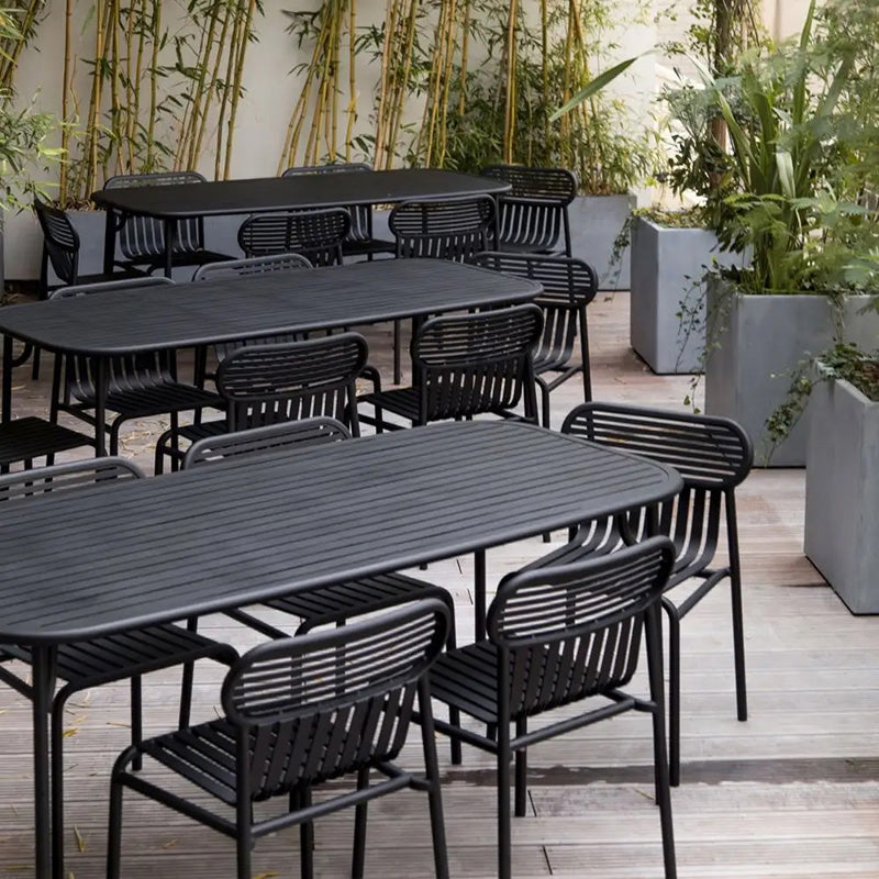 Industrial Metal Outdoor Bistro Chairs Open Back Dining Chairs in Black