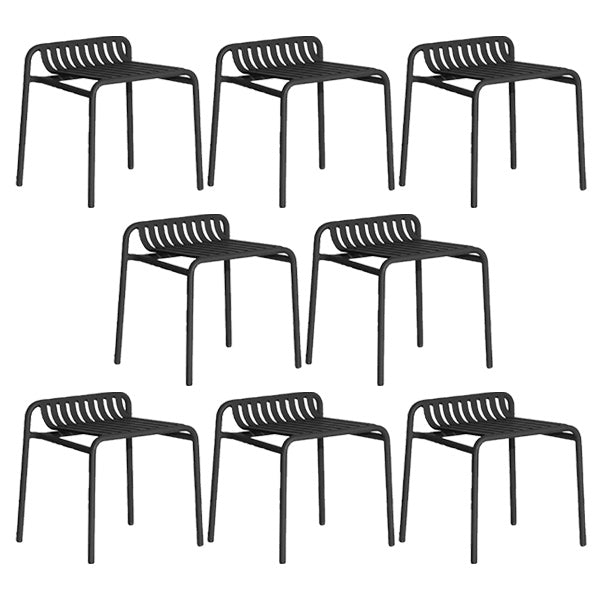 Industrial Metal Outdoor Bistro Chairs Open Back Dining Chairs in Black