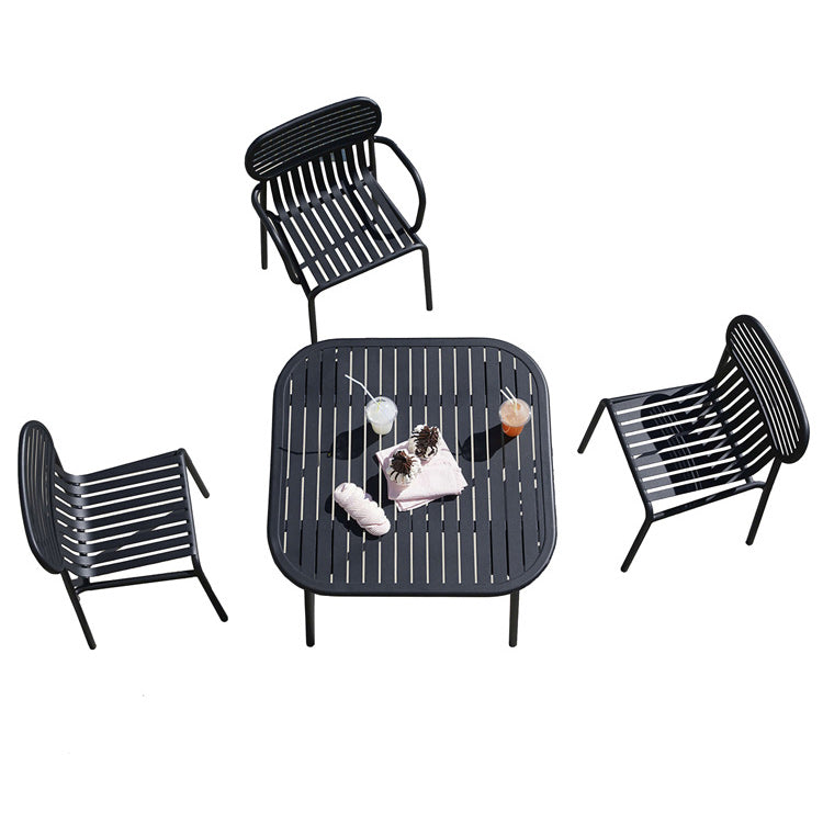 Industrial Metal Outdoor Bistro Chairs Open Back Dining Chairs in Black