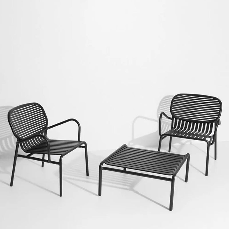 Industrial Metal Outdoor Bistro Chairs Open Back Dining Chairs in Black