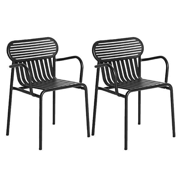 Industrial Metal Outdoor Bistro Chairs Open Back Dining Chairs in Black