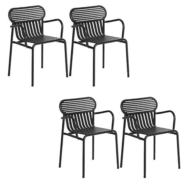 Industrial Metal Outdoor Bistro Chairs Open Back Dining Chairs in Black