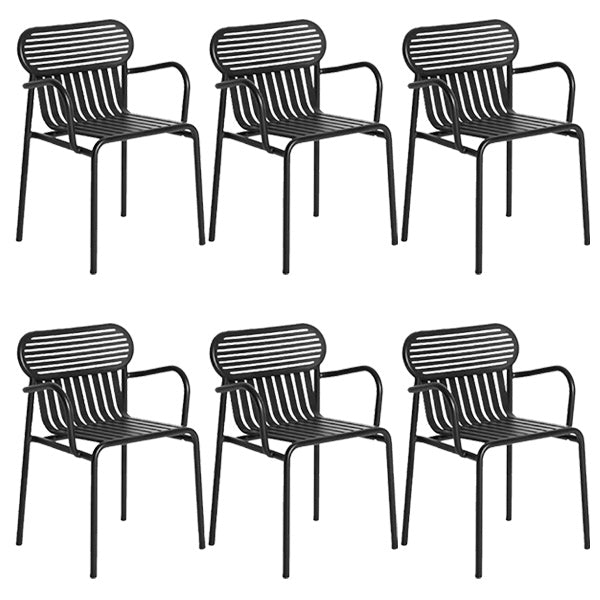 Industrial Metal Outdoor Bistro Chairs Open Back Dining Chairs in Black