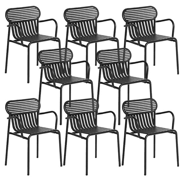 Industrial Metal Outdoor Bistro Chairs Open Back Dining Chairs in Black