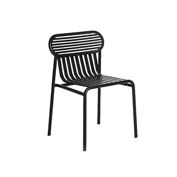Industrial Metal Outdoor Bistro Chairs Open Back Dining Chairs in Black