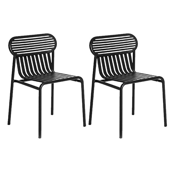Industrial Metal Outdoor Bistro Chairs Open Back Dining Chairs in Black