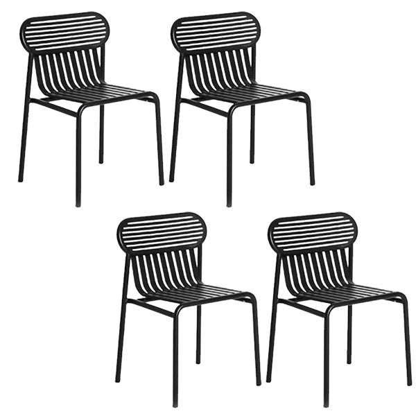 Industrial Metal Outdoor Bistro Chairs Open Back Dining Chairs in Black