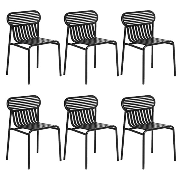 Industrial Metal Outdoor Bistro Chairs Open Back Dining Chairs in Black