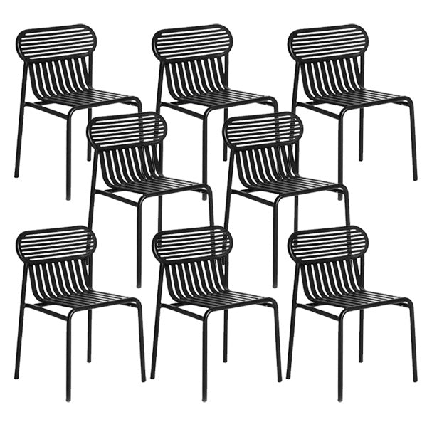 Industrial Metal Outdoor Bistro Chairs Open Back Dining Chairs in Black