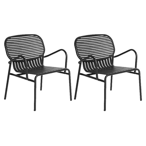 Industrial Metal Outdoor Bistro Chairs Open Back Dining Chairs in Black