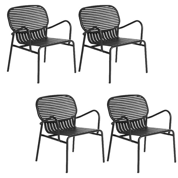 Industrial Metal Outdoor Bistro Chairs Open Back Dining Chairs in Black