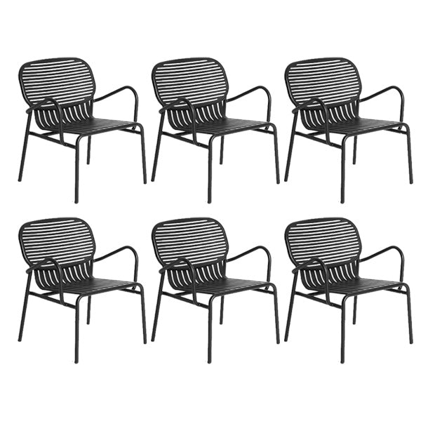 Industrial Metal Outdoor Bistro Chairs Open Back Dining Chairs in Black