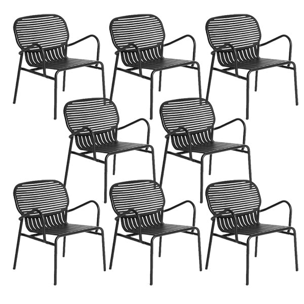 Industrial Metal Outdoor Bistro Chairs Open Back Dining Chairs in Black
