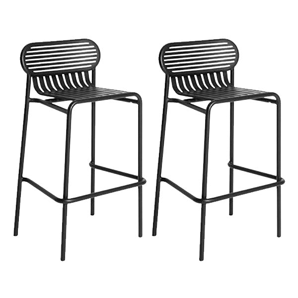Industrial Metal Outdoor Bistro Chairs Open Back Dining Chairs in Black