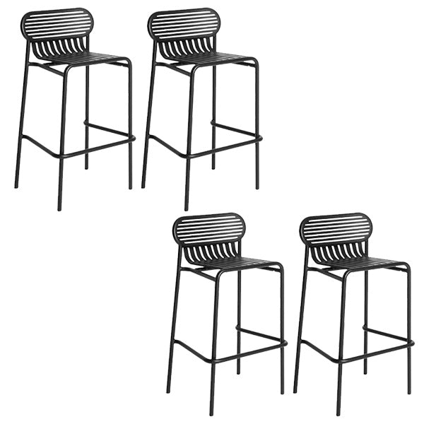 Industrial Metal Outdoor Bistro Chairs Open Back Dining Chairs in Black