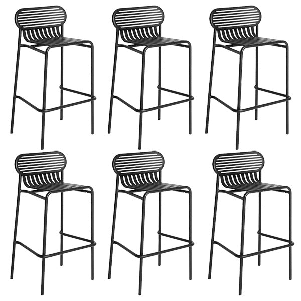 Industrial Metal Outdoor Bistro Chairs Open Back Dining Chairs in Black