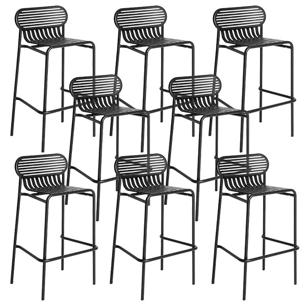 Industrial Metal Outdoor Bistro Chairs Open Back Dining Chairs in Black